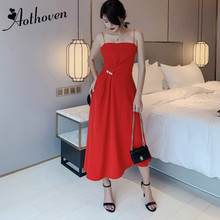 Summer Vacation Maxi Dresses Red Classy Spaghetti Strap High-end Women Dress Lady Elegant Bandage Bodycon Sexy Party Sundress 2024 - buy cheap