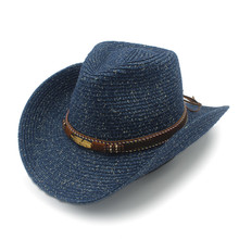 2019 Summer Straw Women Men Hollow Sun Hat With Fashion Leather Western Cowboy Hat 2024 - buy cheap