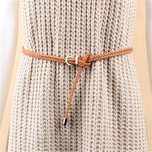 Belts For Women Braided PU Leather Female Belt Narrow Thin Buckle Strap Waist Solid Color Belt All-Match Waistband 2024 - buy cheap