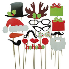 10 sets*17 pcs/set Funny Mask DIY Photo Booth Props Mustache Lip Hat Antler Gift Stick Christmas Party Supplies 2024 - buy cheap