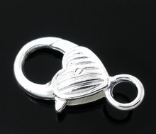Free Shipping 50pcs Silver Plated Heart Shape W/Line Lobster Clasps 24x14mm Jewelry Findings Wholesales J0274*5 2024 - buy cheap