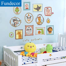 [Fundecor] Cute cartoon animal portrait Wall stickers for children rooms boy baby wall decals DIY self adhesive mural home decor 2024 - buy cheap