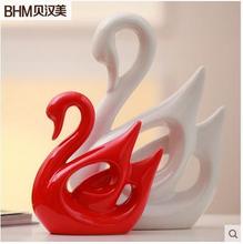 Red Ceramic Swan Lovers Home Decor Crafts Room Decoration Handicraft Ornament Porcelain Animal Figurines Wedding Decorations 2024 - buy cheap