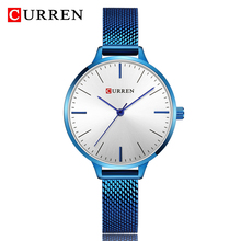 CURREN новые женские часы модные синие из нержавеющей стали сетки аналоговые кварцевые часы женские 2021 Женские повседневные часы наручные часы Relogio 2024 - купить недорого