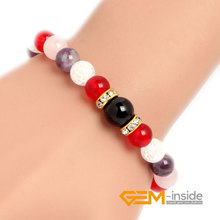 Pulsera de turmalina negra, Amethsyt y cuarzo con forma de rosa, pulsera de piedra Natural, joyería energética para mujer, envío gratis de regalos 2024 - compra barato