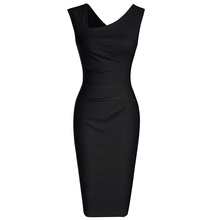 Women Office Business Pencil Dress 2022 Elegant Work Wear Sleeveless Ladies Slim Black Vintage Party Summer Sheath Bodycon Dress 2024 - buy cheap