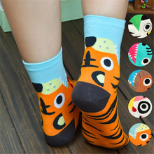 1 Pairs Women Striped Cartoon Art Cotton Socks Lady And Women's Classic Warm Casual Tide Harajuku Funny Cute Pop Korean Socks 2024 - buy cheap