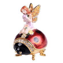 Crafted gifts box fairy on ladybug metal alloy jewelry box trinket box pewter collectibles ornaments birthday Gifts 2024 - buy cheap