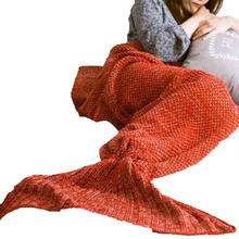 3 tamanho sereia cauda cobertor de malha quente feito à mão cobertor peixe traje sofá cobertor adorável quente cocoon traje para adulto criança 2024 - compre barato