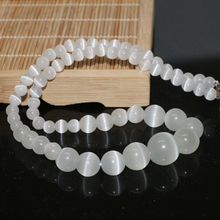 Beautiful white cat eye stone crystal fashion gems 6-14mm round beads diy trendy necklace making 18 inch MY4146 2024 - buy cheap