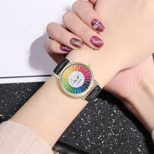 Women's Watches Fashion Colorful Round Dial Watch Ladies Leather Strap Bracelet Clock Gift Quartz Wristwatch Luxury Kol Saati #W 2024 - buy cheap