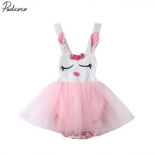 Vestido de encaje de conejo para niñas pequeñas, pelele sin espalda, vestido de fiesta Formal con tutú, disfraz de Pascua de 0 a 24 meses 2024 - compra barato