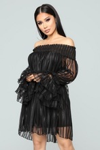 OKAYOASIS Office Lady Slash Neck Flare Sleeve Novelty Summer Casual Dress Elegant A  Line Skater Dress Vestidos 2024 - buy cheap