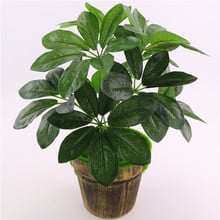 9 Heads Artificial Schefflera Octophylla Leaves Indoor Bonsai Tree Potted Money Tree Plant Garden Home Lucky Green Plants 2024 - buy cheap