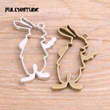  2pcs Two Color 28*52mm Alloy Jewelry Accessories Animal Rabbit Charm Hollow Glue Blank Pendant Tray Bezel 2024 - buy cheap