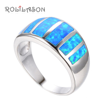 Amazing Wholesale & Retail Party gifts Blue fire Opal silver plate stamped Rings  Opal jewelry USA sz  6.5# 7.75# OR513 2024 - buy cheap