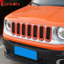 Adesivos de decoração do anel da grelha dianteira, capa abs para o exterior da grelha do carro, compatível com jeep renegade 2015, 2016, 2017, 2018, estilo do carro 2024 - compre barato