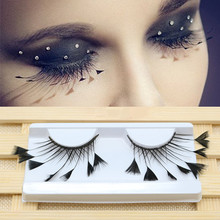 Black Feathers Thick 3D Creative False Eyelashes Stage Cosplay Art Performance Dance Exaggerated Eyelash Makeup Tools 2024 - buy cheap