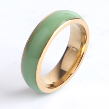 6mm gold color green ceramic 316L Stainless Steel finger rings for women men wholesale 2024 - buy cheap
