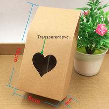 Sacos de papel kraft marrom com suporte de janela 8*5*16cm, caixa reciclável para presente, jóias, alimentos, doces, 30 peças 2024 - compre barato