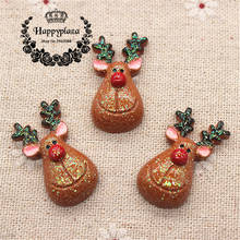 10pcs Resin Flatback Cabochon Glitter Christmas Reindeer Miniature Art Supply Decoration Charm Craft,17*31mm 2024 - buy cheap