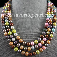 Long Pearl Necklace - 64 Inches 8-9mm Multicolor Natural Freshwater Pearl Necklace Fashion Lady's Jewelry Free Shipping 2024 - buy cheap