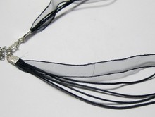 20 Black Organza Ribbon Waxen Necklace Pendant Cord String+ Clasp 2024 - buy cheap