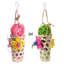 Birds Parrots Toys Wood Knitted Rattan Ball Swing Chewing Bite Hanging Rope Cage Color Random Delivery 2024 - buy cheap