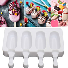 Popsicle Mold White Silicone Ice Cream Mold 4 Homemade Children Pop Lolly Tray Ice Cube maker Tools with 10 sticks 2024 - buy cheap