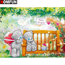 Homfun quadrado completo/broca redonda 5d diy pintura de diamante "urso dos desenhos animados" 3d bordado ponto cruz 5d decoração de casa a17629 2024 - compre barato