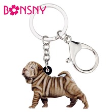 Bonsny chaveiro de acrílico de destaque, chaveiro de cachorro da impermeável, joias para mulheres, meninas, bolsa de presente 2024 - compre barato