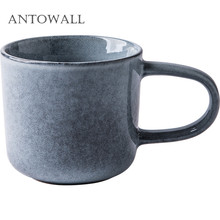 Caneca cerâmica estilo japonês antowall, xícara de café cinza, simples, com alça, leite, café da manhã, aparelho para bebidas 2024 - compre barato