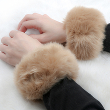 One Pair Adults Gloves Women Arm Warmer Faux Fur Cuff Sleevelet Oversleeve Sleeve Fake Cuffs Fashion Solid Jackets Parts 2021 2024 - buy cheap