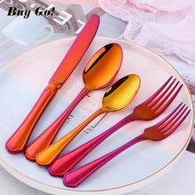 20/30PCS Stainless Steel Luxury Cutlery Set Orange Red Flatware Set  Rainbow Gold  Knife Fork Spoon Set Tableware Set Dinnerware 2024 - buy cheap