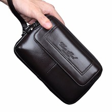 Funda de teléfono de cuero de vaca para hombre, cinturón de negocios, bolso de cadera de cintura de riñonera, monedero para regalo de Papá Noel 2024 - compra barato