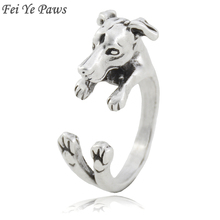 Fei ye paws anel de cachorro de chapinha italiana, anel masculino de metal antigo, de animais de estimação, para meninas 2024 - compre barato