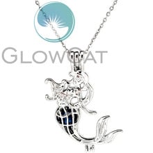 Christmas Gift Sea Mermaid Beads Cage Locket Pendant Perfume Diffuser Pearl Cage Necklace KK1166 2024 - buy cheap