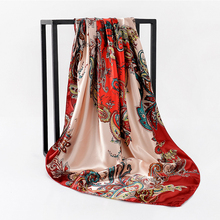Luxury Brand Silk Scarf Square Women Paisley Headscarf Foulard Satin Hijab Shawls and Wraps Bandana Kerchief Scarves Stoles 2019 2024 - buy cheap