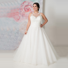 Элегантное свадебное платье с круглым вырезом размера плюс, выполненное на заказ, прозрачное свадебное платье трапециевидной формы из органзы 2024 - купить недорого