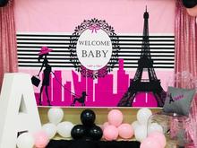 Neoback-Fondo de la Torre Eiffel de París para Baby Shower, pancarta de fondo rosa, suministros de fotografía 2024 - compra barato