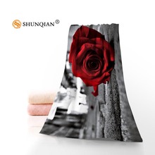 New Custom Red Rose Towel Printed Cotton Face/Bath Towels Microfiber Fabric For Kids Men Women Shower Towels 2024 - buy cheap
