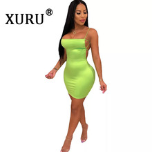 Летнее новое женское сексуальное платье xulu, однотонное платье с лямкой на шее, платье для ночного клуба Вечерние 2024 - купить недорого