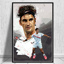 Poster e cópias quente roger federer tennis players esporte estrela pinturas da parede lona arte fotos para sala de estar decoração casa 2024 - compre barato