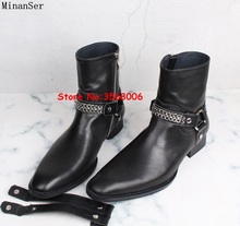 Original Suede Leather Men Chelsea Boots Round Toe Flats Zipper Buckle Strap Motorcycle Boots Cool Street Style Male Boots Shoes 2024 - buy cheap
