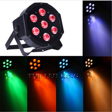 LED Flat Par 7x12W RGBW 4IN1 Color Lighting Strobe DMX For Atmosphere of Disco DJ Music Party Club Dance Floor BAR Darkening 2024 - buy cheap