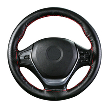 Car Steering Wheel Cover 38CM DIY Genuine Leather Cowhide Braid With Needles Thread Car-Styling Auto Interior Accessory Black 2024 - buy cheap