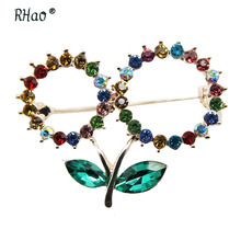 RHao Classic Cherry Brooches for Women Girls Dress Sweater Collar jewelry pins Crystal Cherry plant Brooches Men suit Corsage 2024 - buy cheap