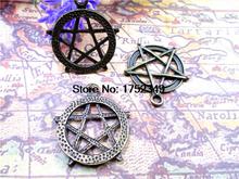 10PCS--Antique bronze Pentacle Star Circle Pendants, Pentagram Charms, Jewelry Making Findings 28x30mm 2024 - buy cheap
