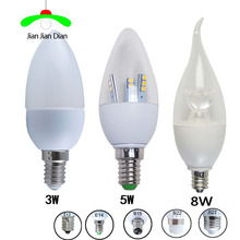 6PCS/lot LED Bulb  E14 E12 B15 E27 B22 SMD2835 110V-220V LED Candle Light 3W 5W 8W LED Chandelier White Warm White LED Lamp 2024 - buy cheap