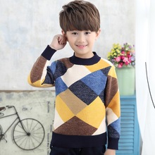 Suéter grueso de terciopelo para niños y niñas de 4 a 13 años, Jersey cálido de invierno, ropa de costura geométrica 2024 - compra barato